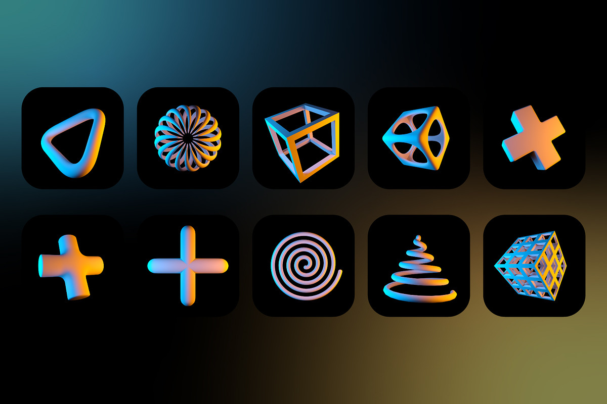 Dual color 3d Shapes set, an Object Graphic by JkAnubis
