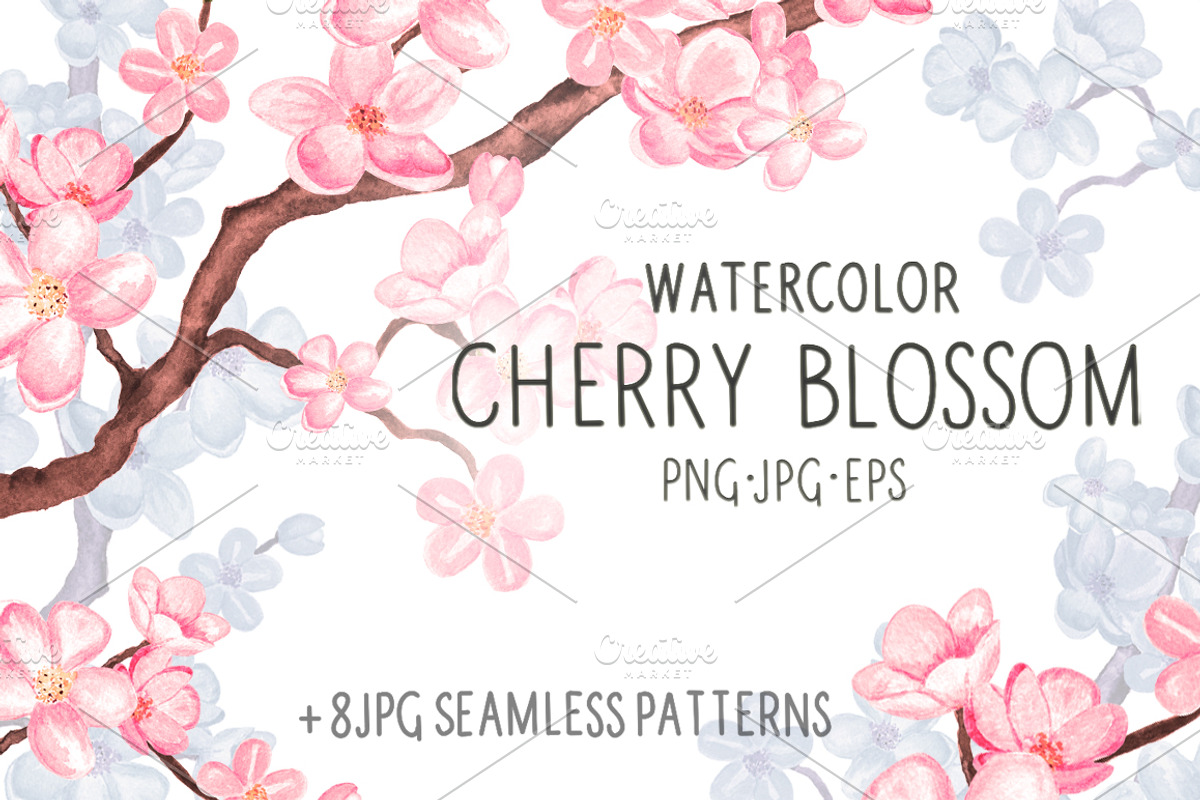 Watercolor cherry blossom, an Illustration by Color_Brush (Photo 1 of 5)