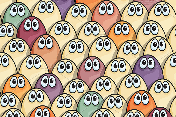 2 Seamless Patterns With Funny Eggs