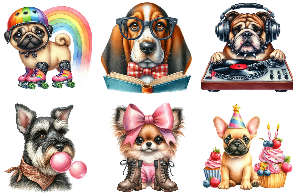 Quirky Crazy Dogs Sublimation, an Illustration by DreamArtGraphic (Photo 2 of 4)