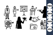 Business Meeting Vector Icons Set, an Illustration by designvectx (Thumbnail 1 of 3)