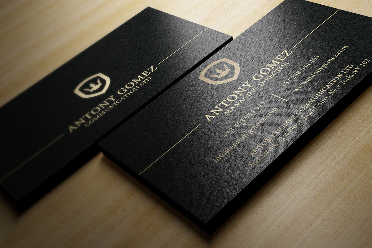 Simple Gold And Black Business Card, a Business Card Template by Marvel (Photo 4 of 6)