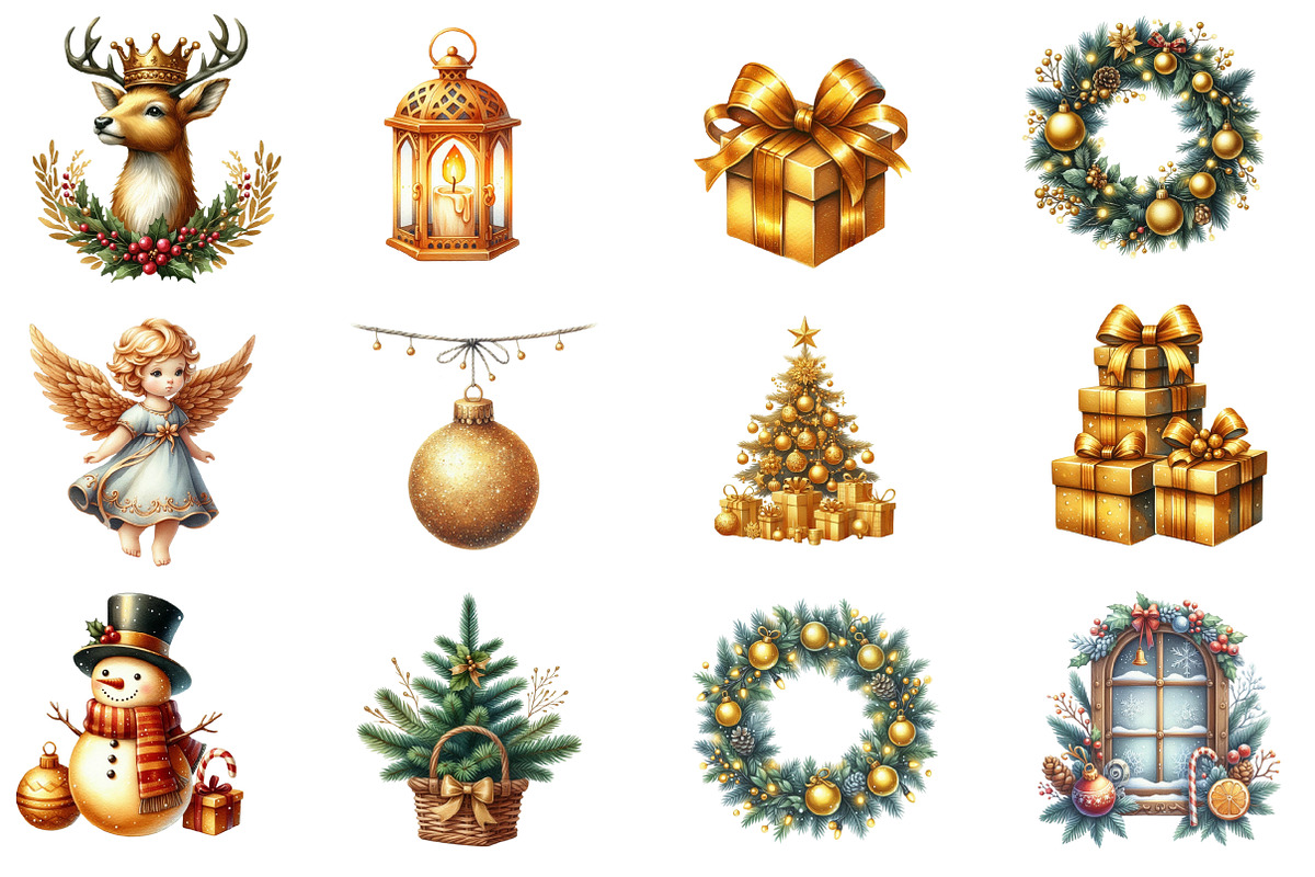 Gold Christmas Clipart, an Illustration by Designworld (Photo 3 of 5)