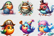 Watercolor Funny Bird Clipart, an Illustration by Black Bird Studio (Thumbnail 5 of 6)