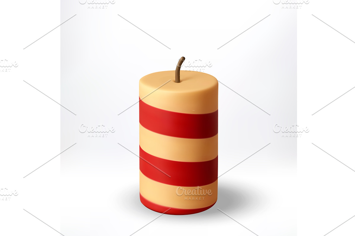 3D Striped christmas candle., an Object Illustration by Abscent