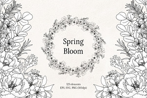 Floral Line Art SVG Botanical Frames, an Illustration by PawGraphic