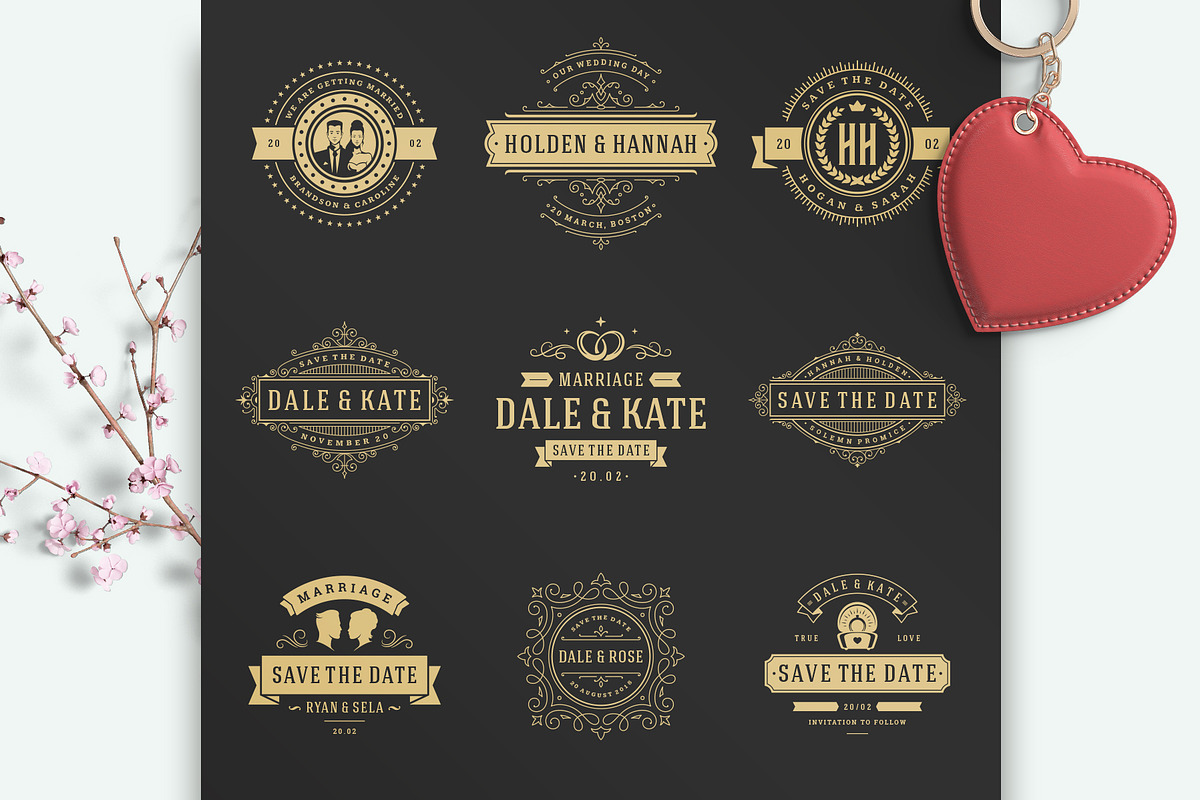 18 Wedding Logos and Badges, a Branding & Logo Template by Vasya Kobelev (Photo 4 of 13)