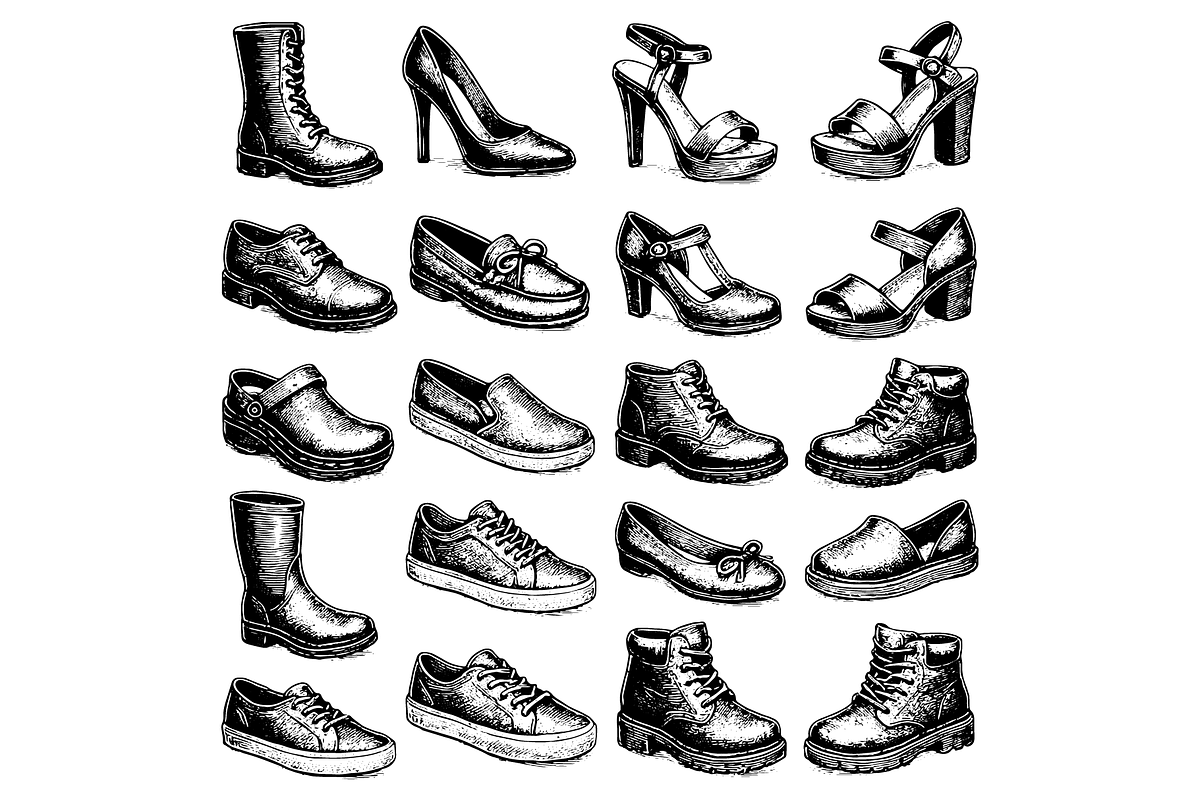 Shoes Collection Illustration, an Object Graphic by RT Studio