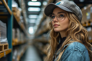 Young woman in a cap and glasses in, a Photo by Tanuart