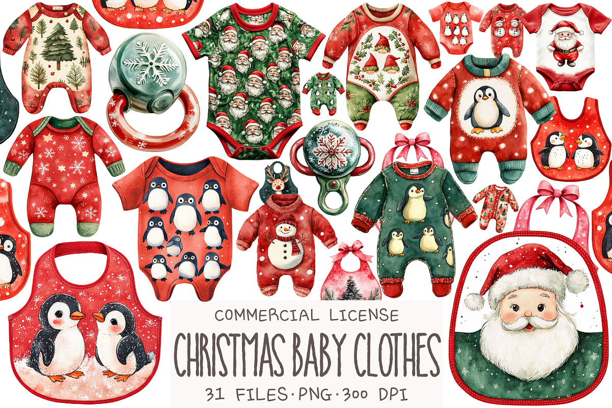 Christmas Baby Clothes Clipart, an Illustration by OK Design (Photo 1 of 5)