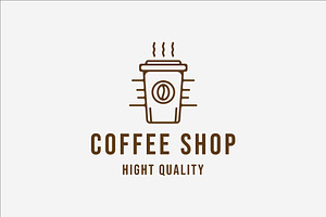 Coffee Shop Logo Line Art Vector