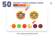 50 Monkey Emoji Stroke Icons, an Emoji Icon by Dighital (Thumbnail 8 of 10)