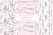 Pink Cherry Blossom Seamless Pattern, a Pattern Graphic by FDR Studio (Thumbnail 2 of 3)