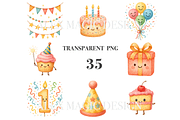Birthday Clipart Set, a Decorative Illustration by Pati Charm Studio (Thumbnail 3 of 8)