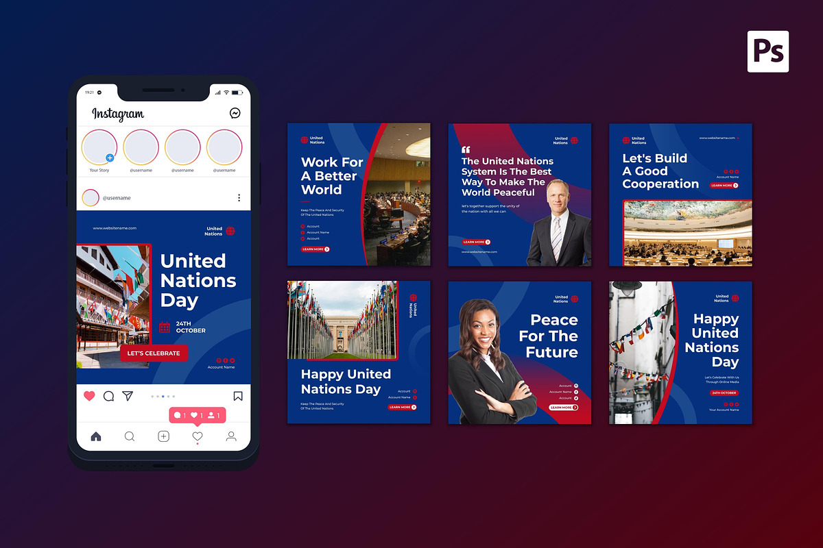 United Nations Instagram Post, a Social Media Template by CavenArt (Photo 3 of 5)