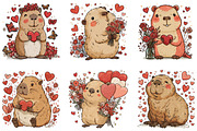 Watercolor Capybara Valentine Clipar, an Illustration by CraftArtStudio (Thumbnail 6 of 6)
