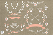 Floral wreaths laurels ribbons cream, an Illustration by GrafikBoutique (Thumbnail 1 of 3)
