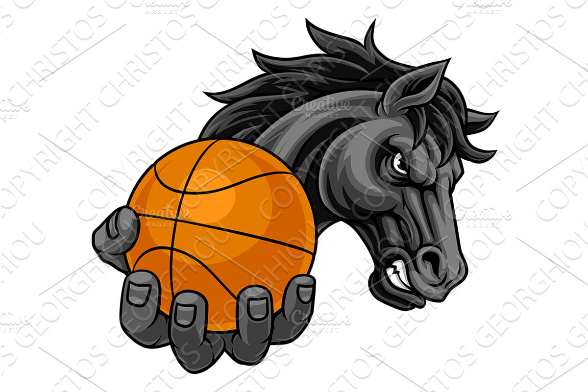 Horse Mustang Stallion Basketball, a Sport Illustration by Christos Georghiou