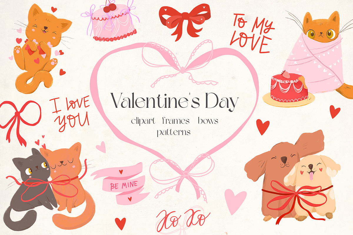 Valentines Day. Hand draw bows, a Decorative Illustration by Lesya Skripak (Photo 1 of 7)