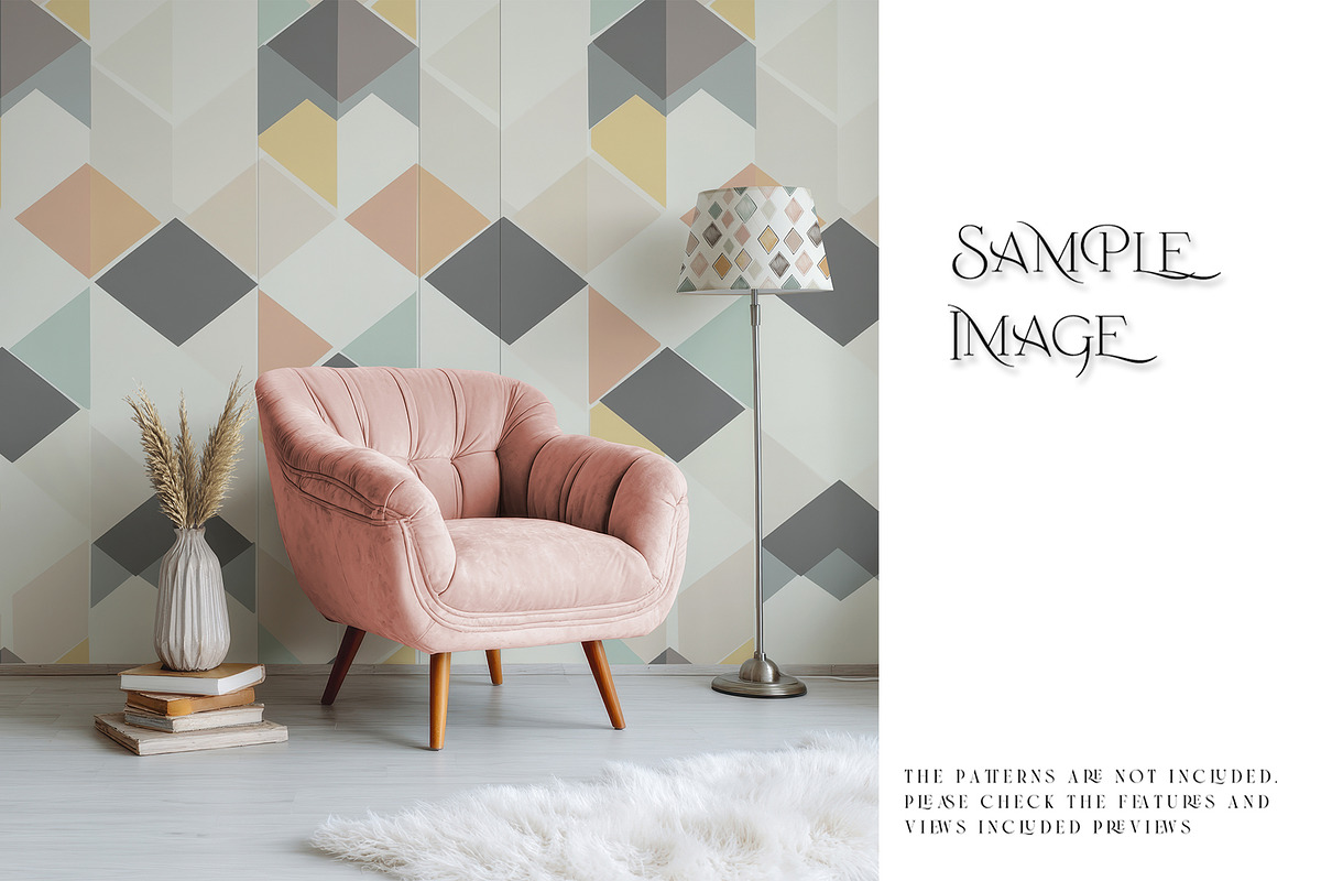 Living Room Wallpaper Mockups, a Product Mockup by mock-ups (Photo 14 of 16)