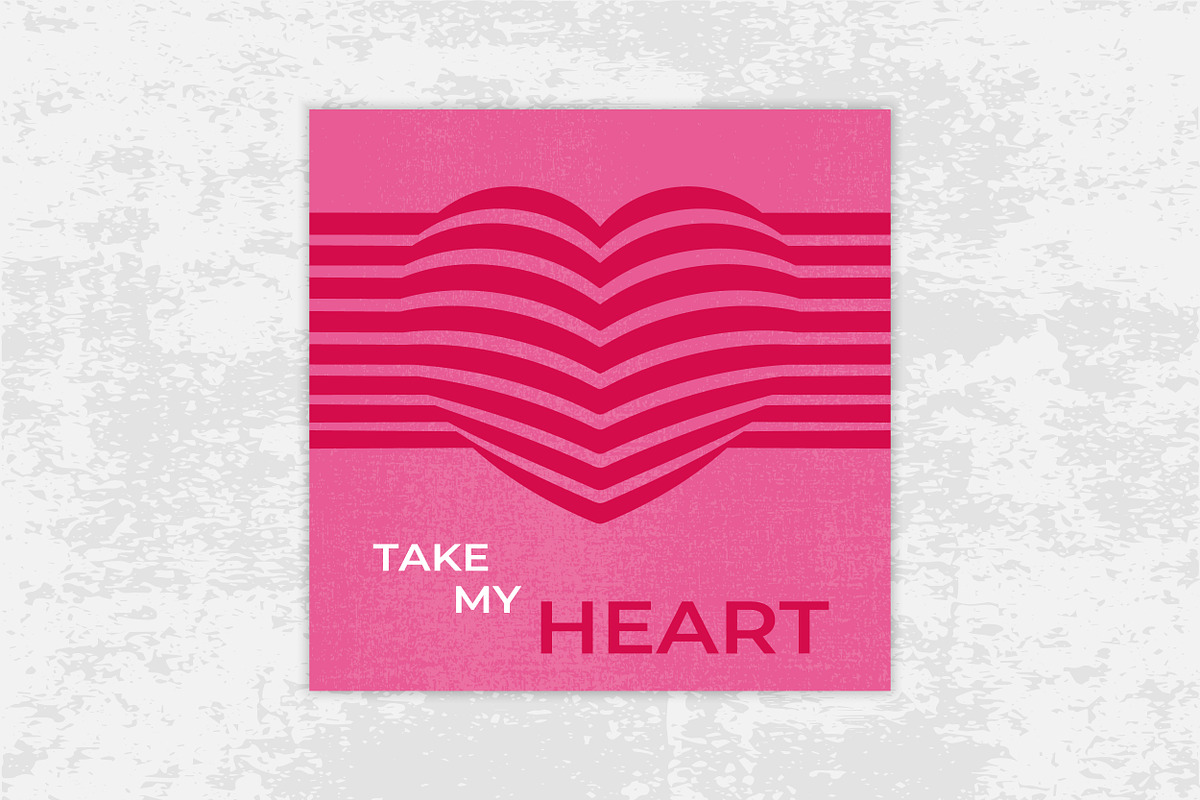 Valentine Card with Geometric Heart, a Decorative Illustration by PsychocheArt (Photo 3 of 3)