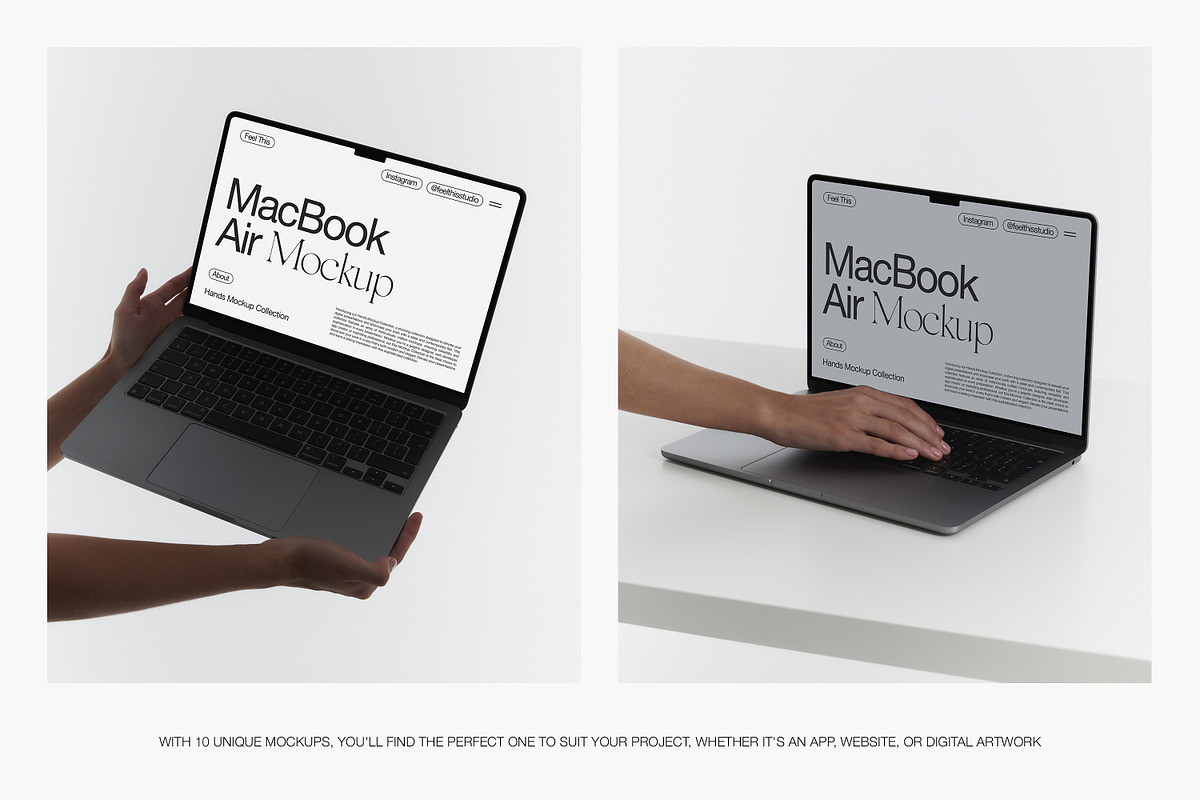 MacBook Air M2 with Hand Mockups, a Mac Mockup by Feel This (Photo 4 of 8)