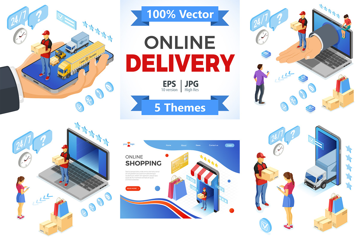 Internet Shopping Delivery Isometric, a Person Illustration by TAlex (Photo 1 of 6)