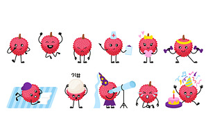 Lychee characters. Funny fruits, a Food Illustration by Valerie Bodnar