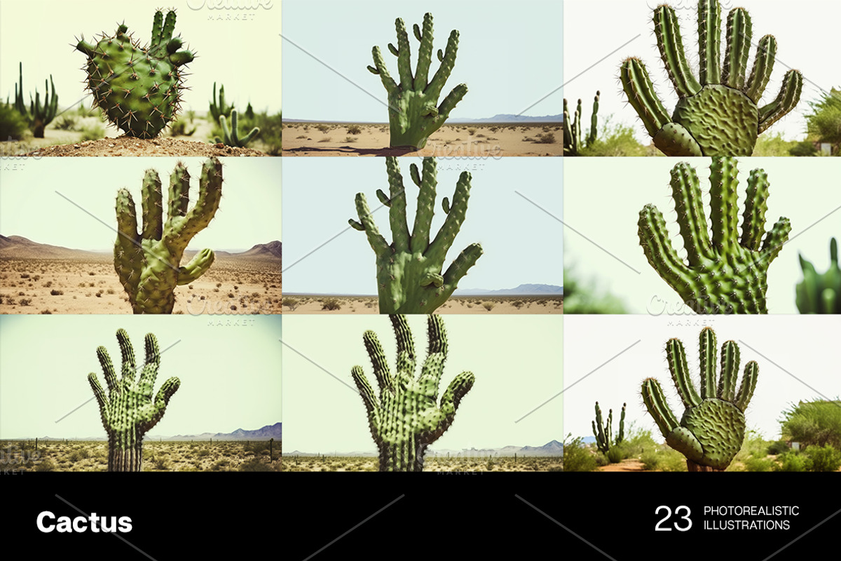 Cactus. 23 images, a Nature Photo by Handmadefont (Photo 4 of 9)