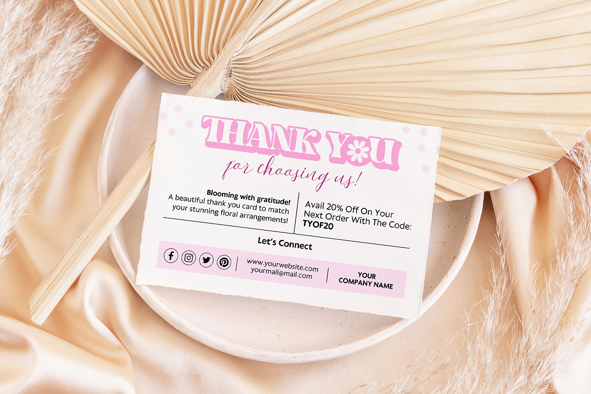 Flower Business Thank You Card, a Card Template by Snapybiz (Photo 4 of 8)