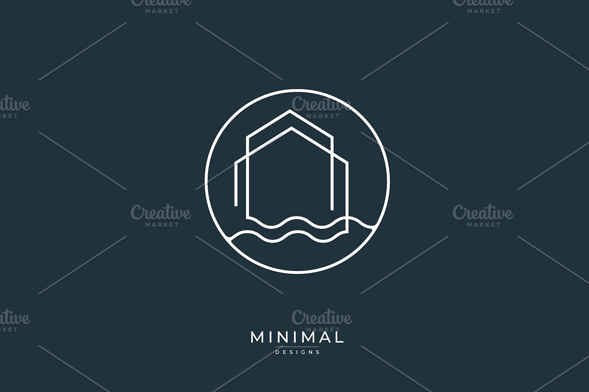 wave with a house, island house logo, a Branding & Logo Template by idesign_4u
