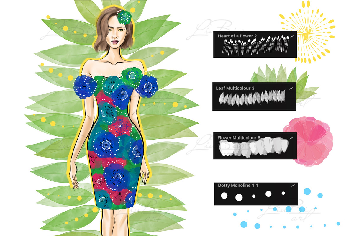 45 Flower Brushes Set for Procreate, a Brush Add-On by LiuBi Art