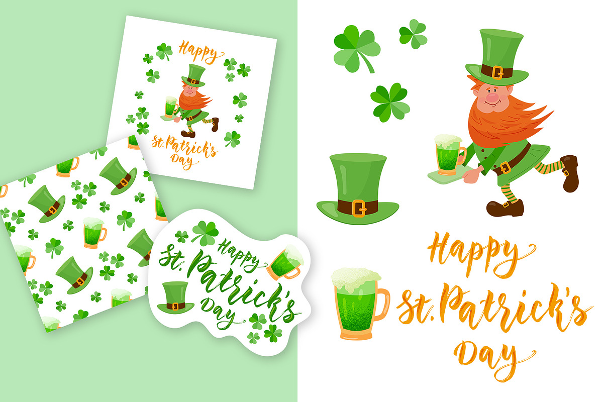 St. Patricks Day Clipart & Pattern, a Seasonal Illustration by Natali_Zhy (Photo 2 of 3)