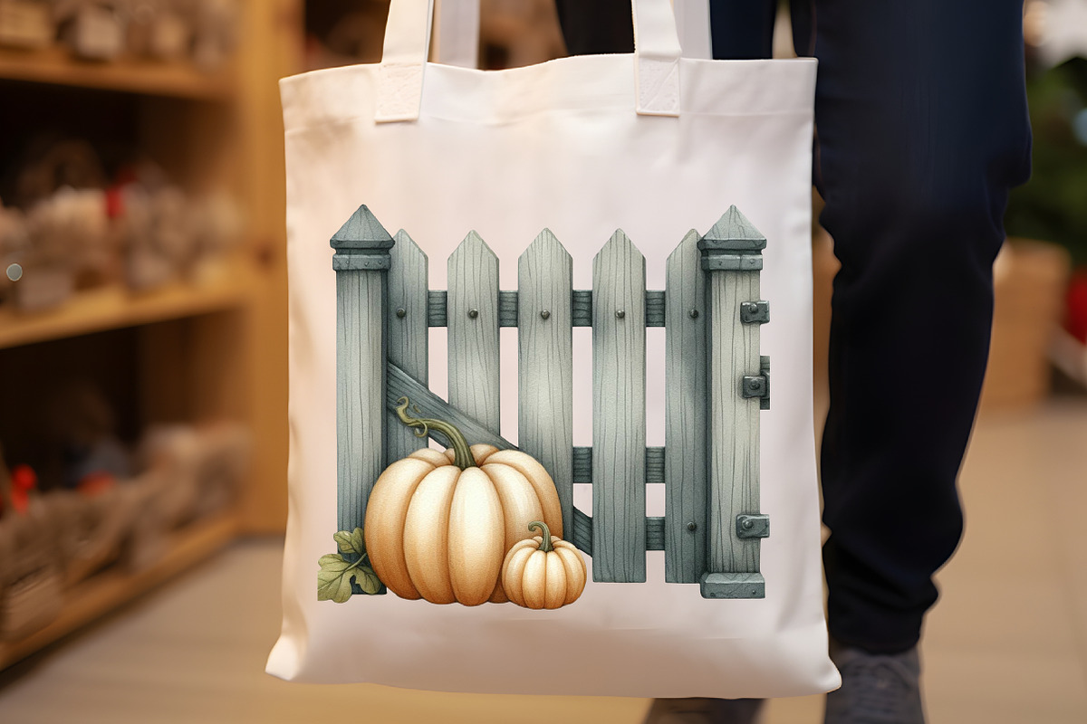 Watercolor Fall Pumpkin Fence Clipar, an Illustration by Rose Art (Photo 7 of 7)