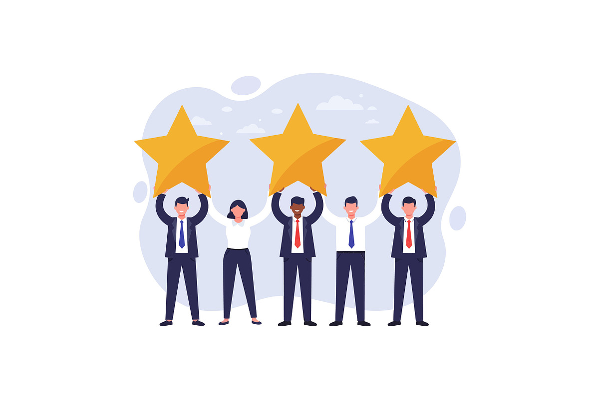 Group of business professionals cele, an Illustration by designvectx
