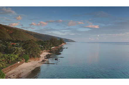 Tahiti tropical coastline embracing