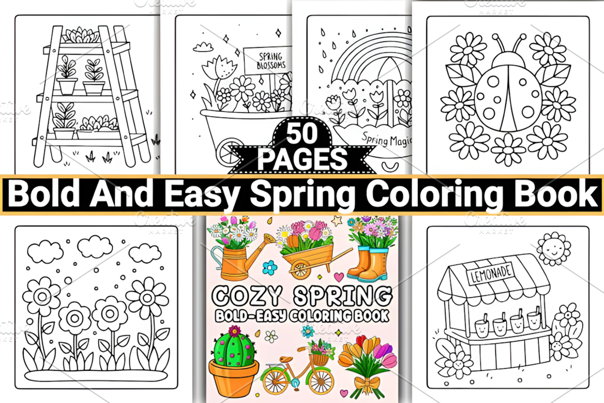 Bold and Easy Spring Coloring Book, a Decorative Illustration by Coco Bloom (Photo 1 of 3)