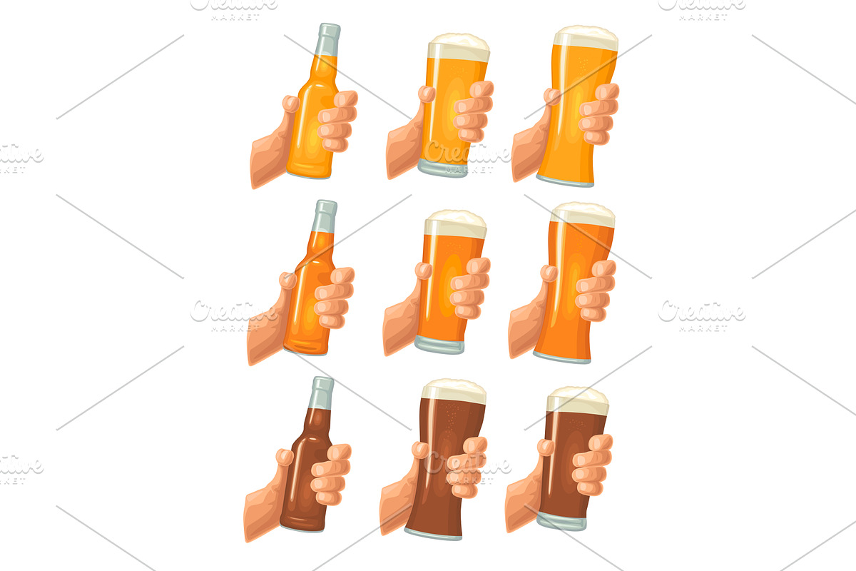 Male hand holding a glass with four, a Food Illustration by MoreVector