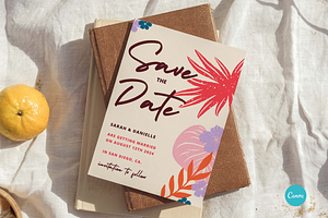 Tropical Floral Save The Date CANVA, an Invitation Template by StudioVonBraitenberg