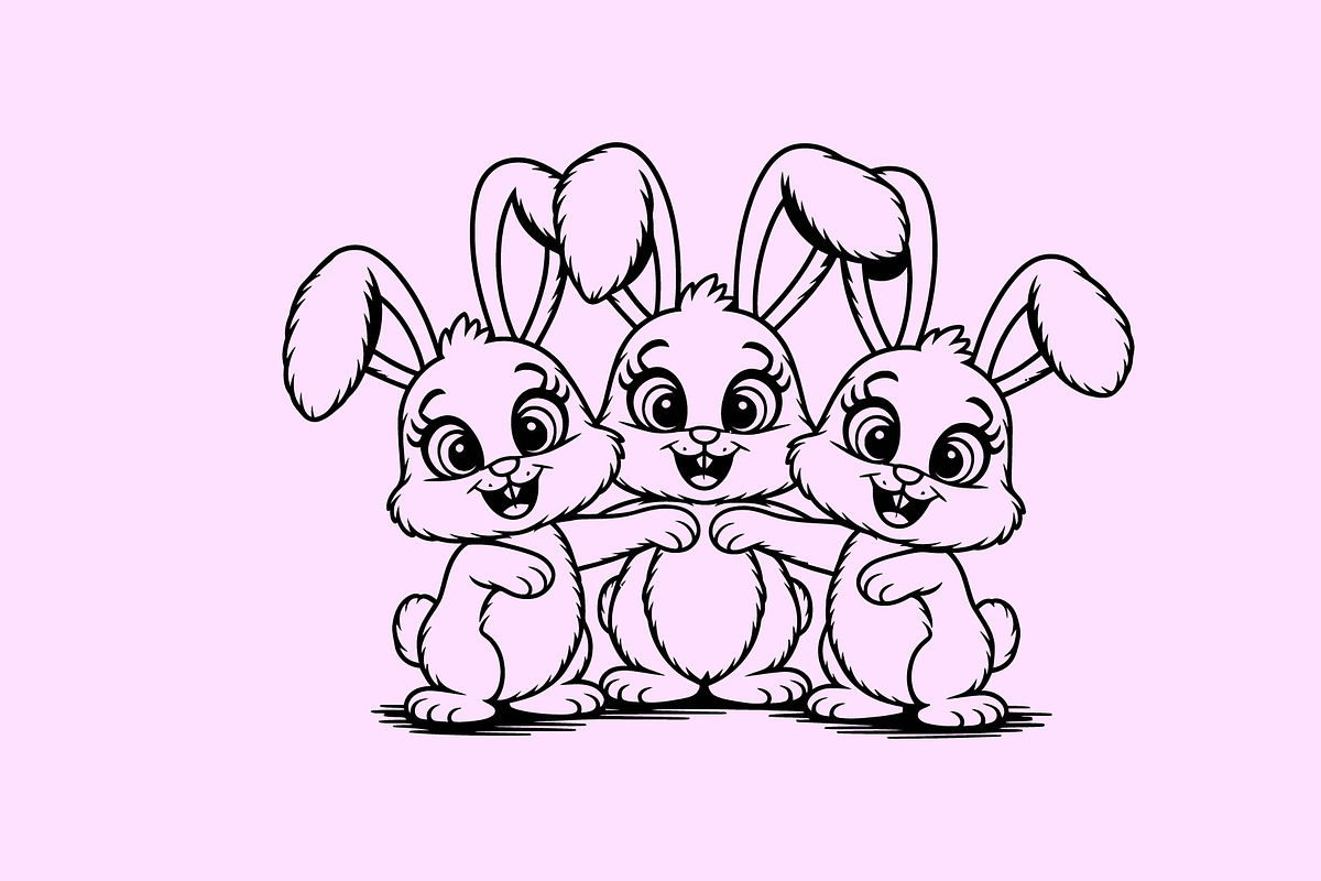 Cheerful Rabbit Line Art Drawing, a Graphic by Annudesign (Photo 2 of 9)