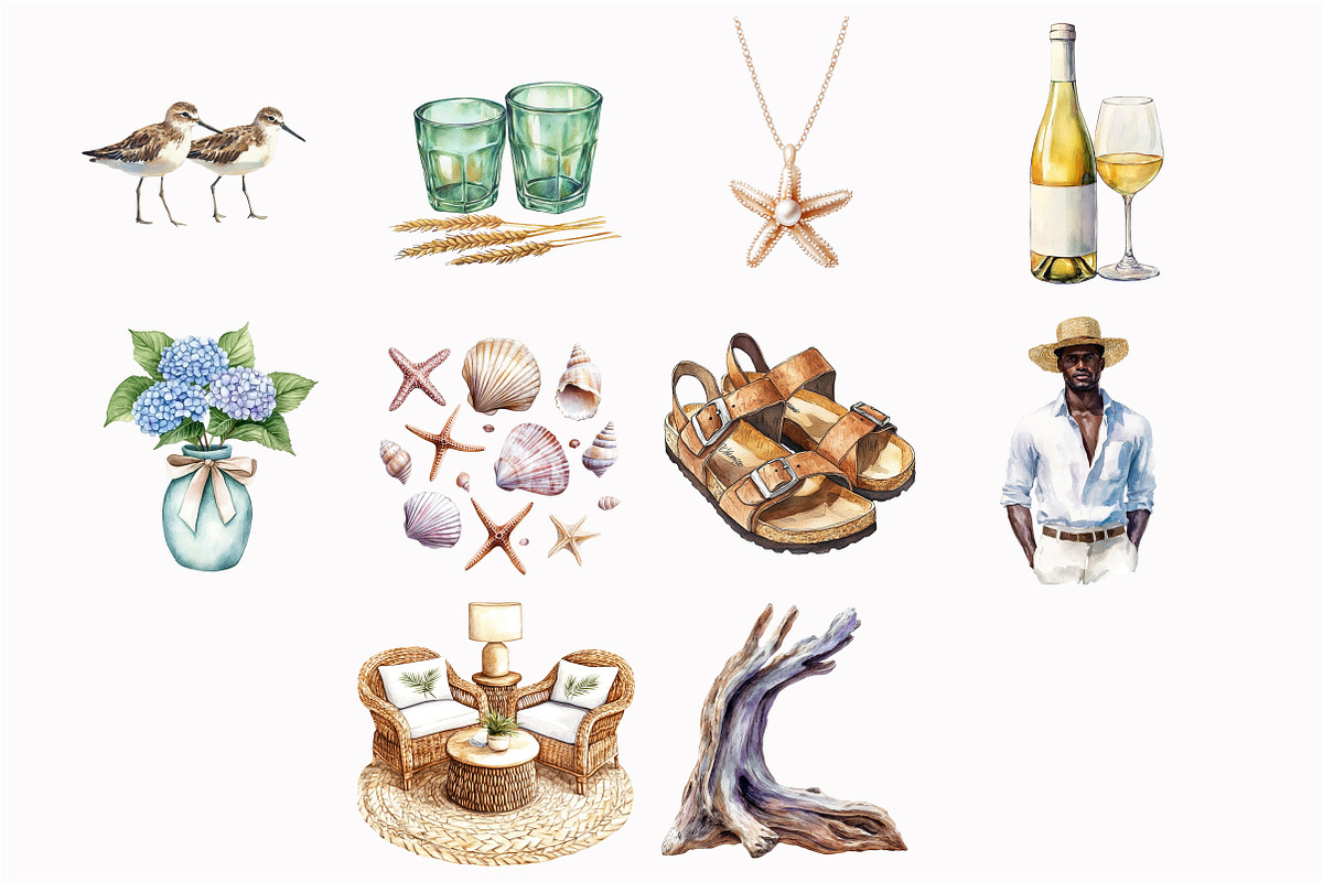 Watercolor Coastal Serenity Clipart, an Illustration by Design Market (Photo 4 of 4)