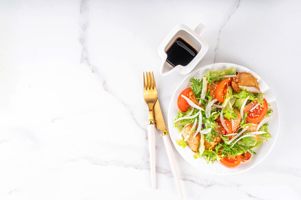 Vegetable salad with grilled chicken, a Food & Drink Photo by Rimma