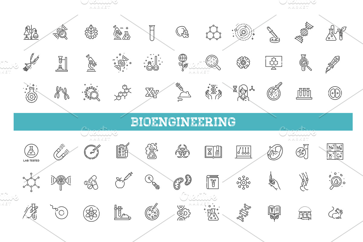 Bioengineering outline Icons, an Outline Icon by Tettygreen (Photo 1 of 2)