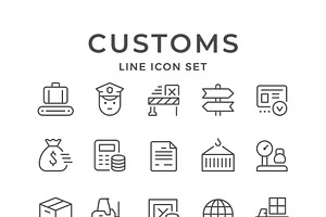 Set line icons of customs, an Outline Icon by motorama