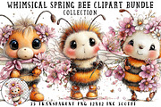 Whimsical Spring Bee Clipart Bundle, an Illustration by OK Design (Thumbnail 1 of 6)