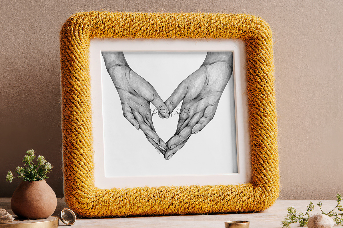 Couple Hands Watercolor Illustration, an Illustration by EkaterinaViArt (Photo 2 of 3)