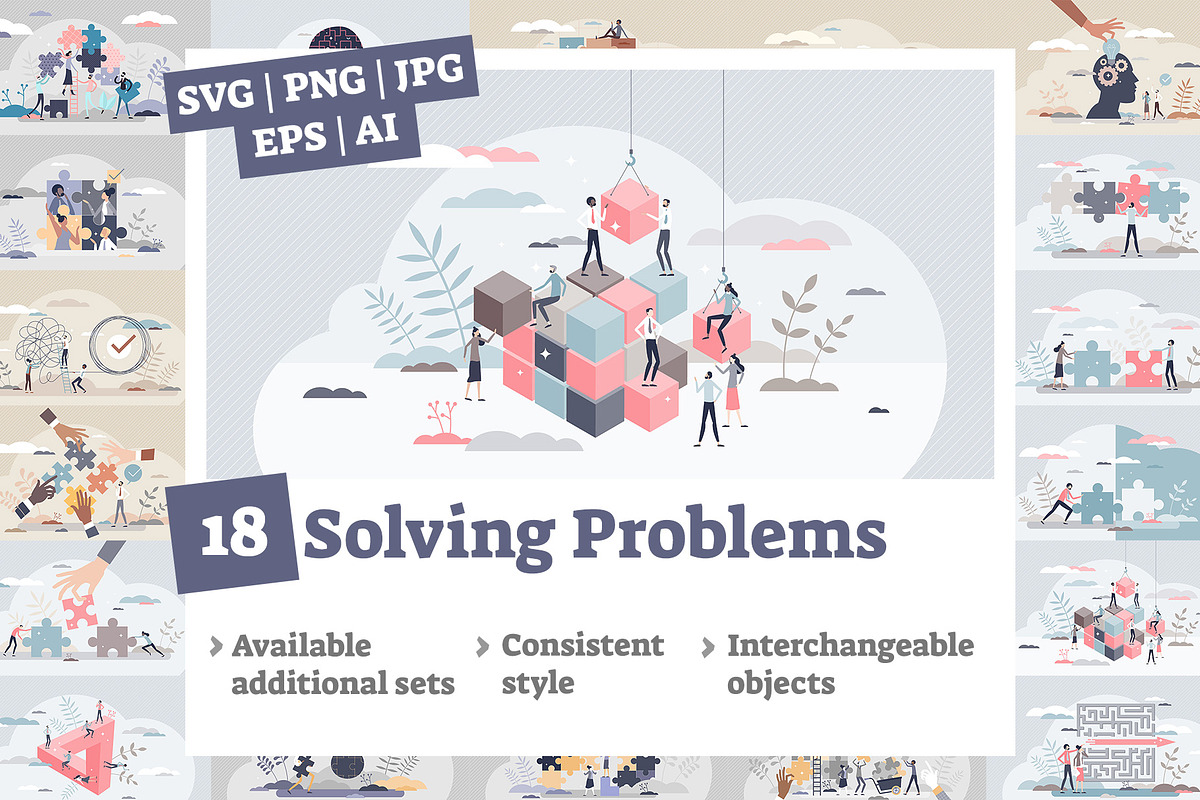 18 Solving Problems Concepts, a Person Illustration by VectorMine (Photo 1 of 8)