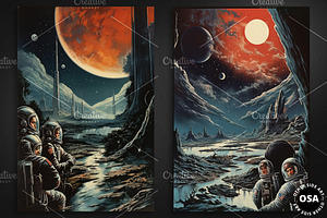 Retro Space Movie Poster Set