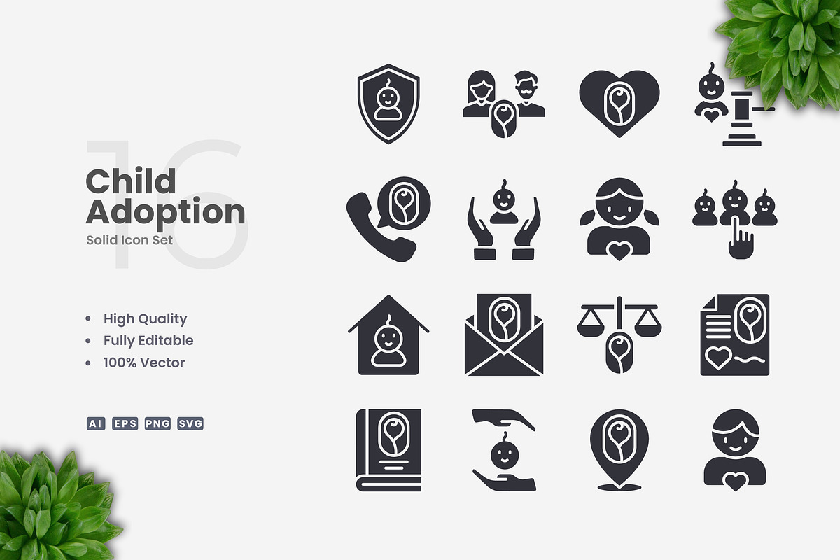 Child Adoption Solid Icons, an Icon by Upnowgraphic