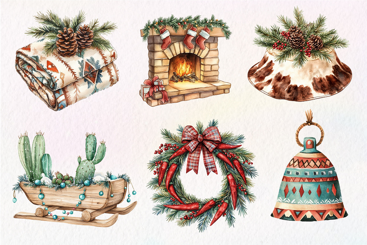 Southwestern Christmas Clipart, an Illustration by Dream Creation (Photo 2 of 6)